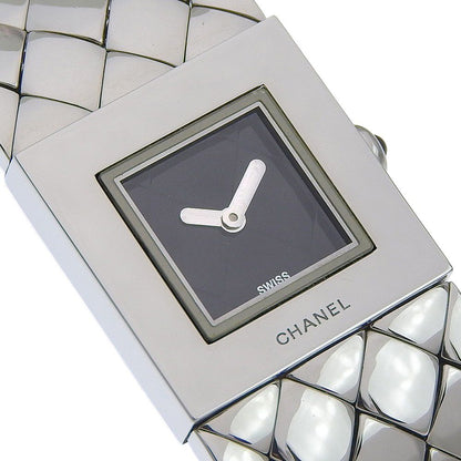 Chanel Quilted Stainless Steel Silver Quartz Analog Display Black Dial Watch — view 2