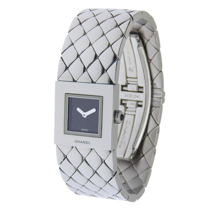 Chanel Quilted Stainless Steel Silver Quartz Analog Display Black Dial Watch — view 3