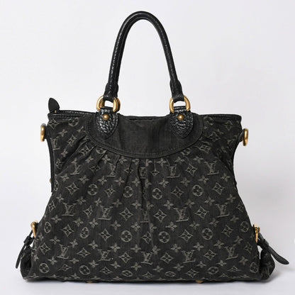 Louis Vuitton Handbag Monogram Denim Neo Cabby GM Black Leather Gold — view 2