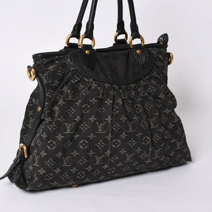 Louis Vuitton Handbag Monogram Denim Neo Cabby GM Black Leather Gold — view 3