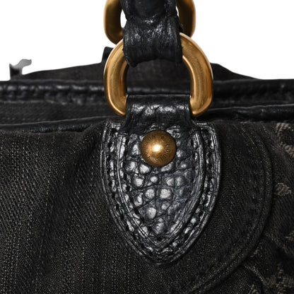 Louis Vuitton Handbag Monogram Denim Neo Cabby GM Black Leather Gold — view 5
