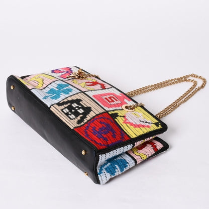 Chanel Icon Chain Bag CC Logo Wool Leather Multicolor Gold — view 6