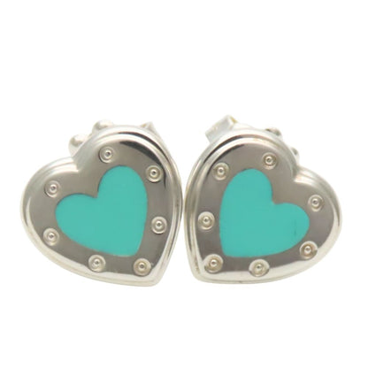 Tiffany & Co Earrings Return to Mini Love Heart 925 Sterling Silver Enamel