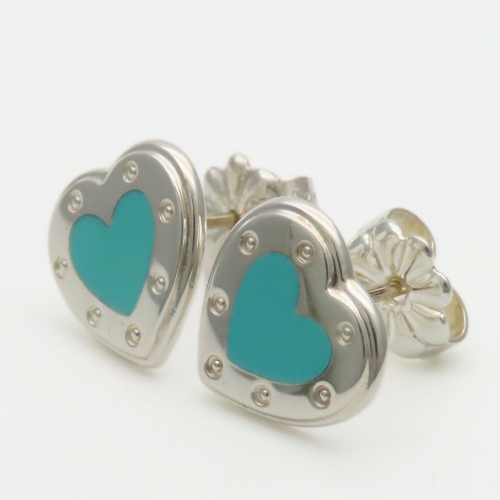 Tiffany & Co Earrings Return to Mini Love Heart 925 Sterling Silver Enamel — view 2
