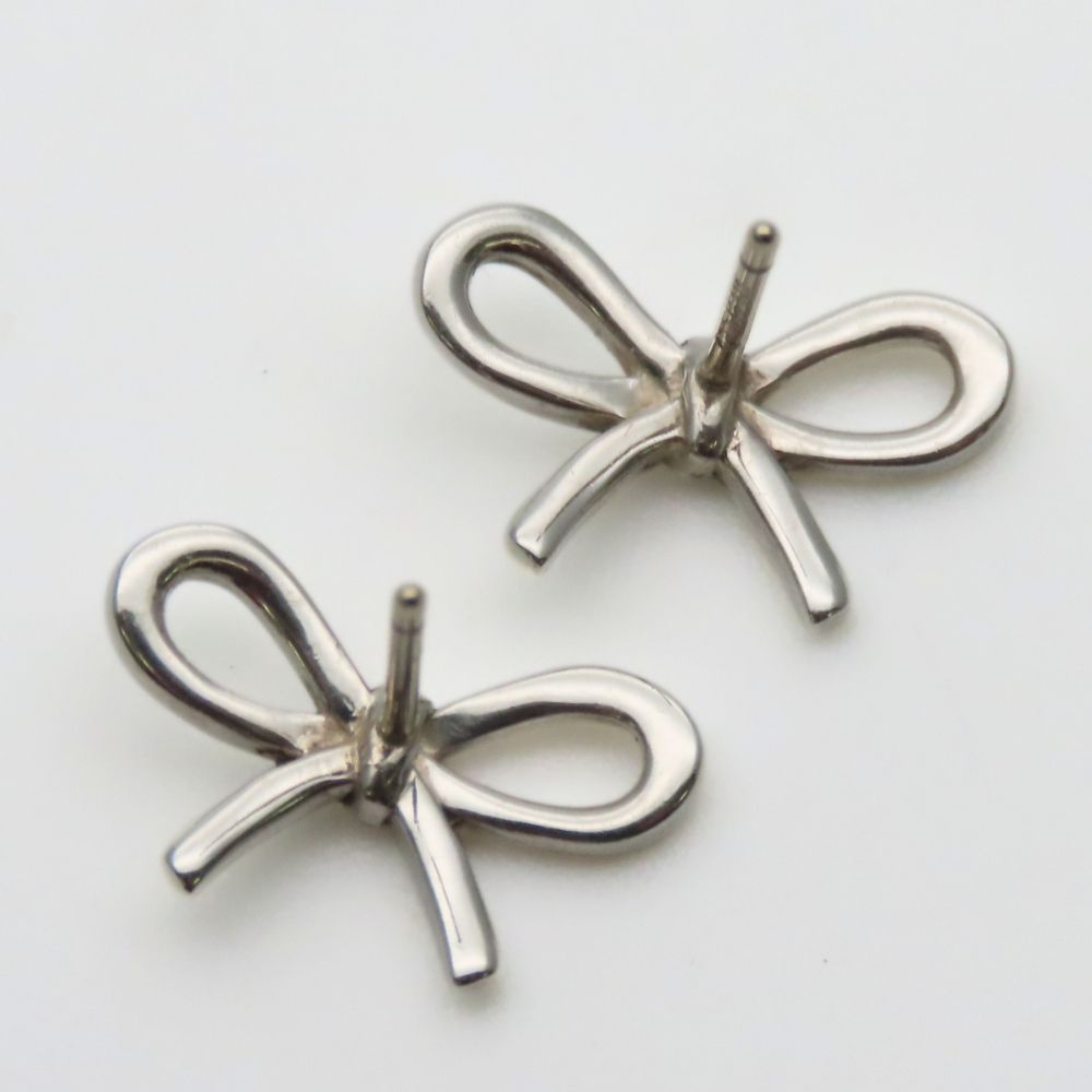 Tiffany & Co Earrings Ribbon Bow 925 Sterling Silver Simple — view 3