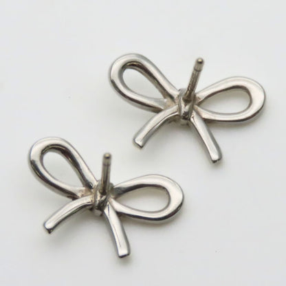 Tiffany & Co Earrings Ribbon Bow 925 Sterling Silver Simple — view 3
