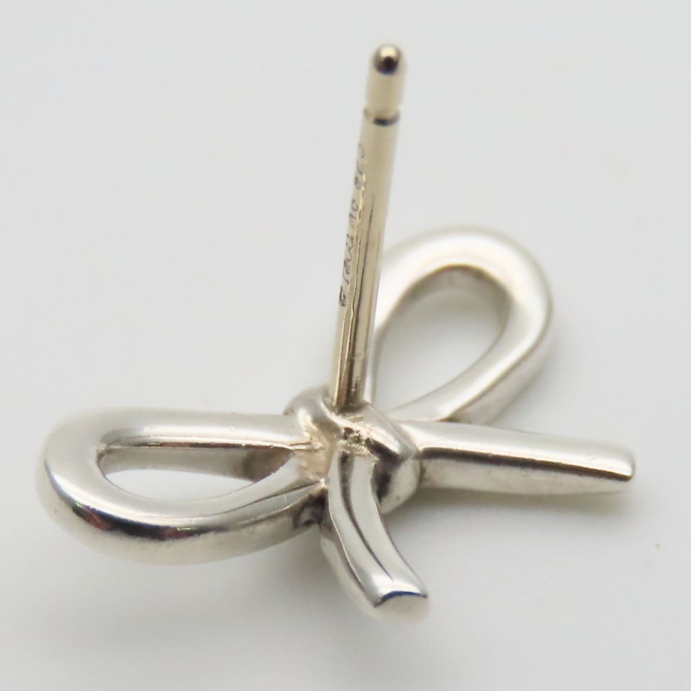 Tiffany & Co Earrings Ribbon Bow 925 Sterling Silver Simple — view 5