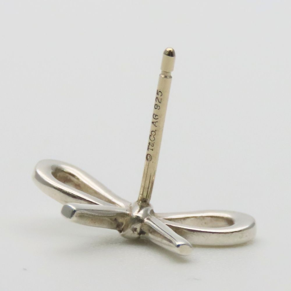 Tiffany & Co Earrings Ribbon Bow 925 Sterling Silver Simple — view 4