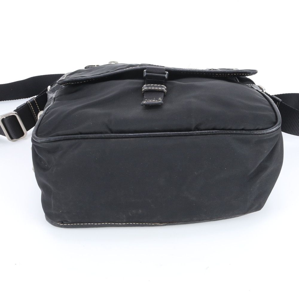 Prada Tessuto Nylon Triangle Logo Leather Shoulder Bag Crossbody Messenger — view 6
