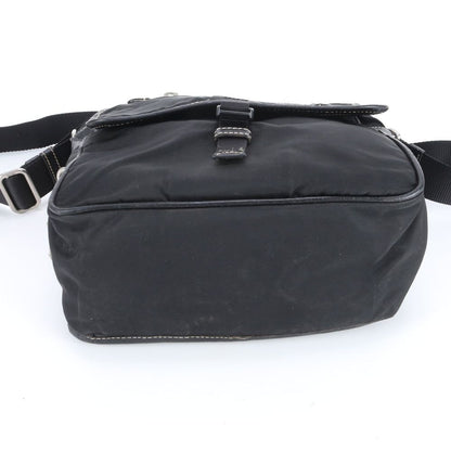 Prada Tessuto Nylon Triangle Logo Leather Shoulder Bag Crossbody Messenger — view 6