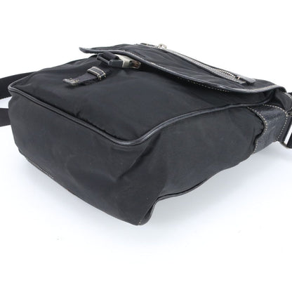 Prada Tessuto Nylon Triangle Logo Leather Shoulder Bag Crossbody Messenger — view 5