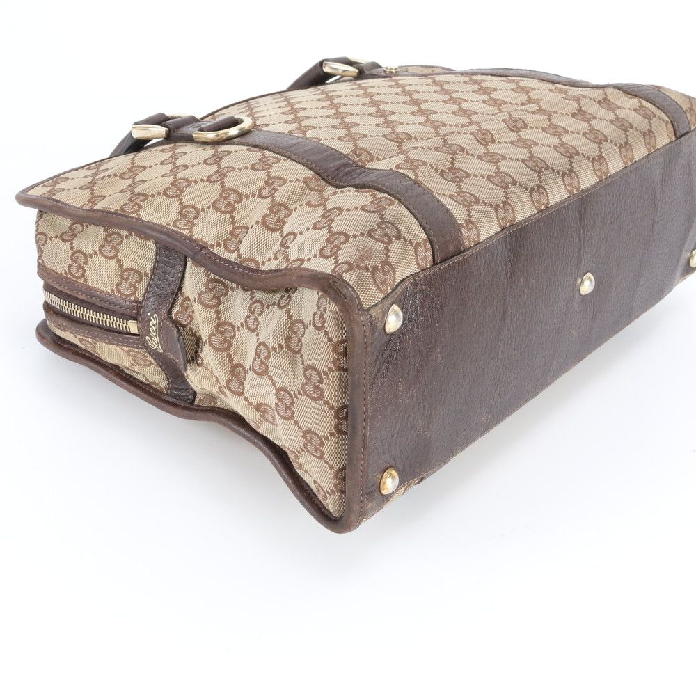 Gucci GG Canvas Leather Business Document Briefcase Tote Brown Rme — view 4