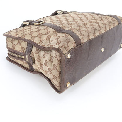 Gucci GG Canvas Leather Business Document Briefcase Tote Brown Rme — view 4