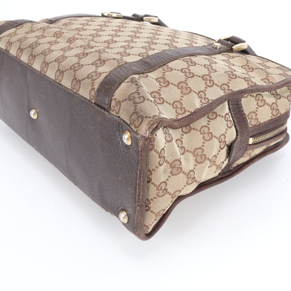 Gucci GG Canvas Leather Business Document Briefcase Tote Brown Rme — view 5