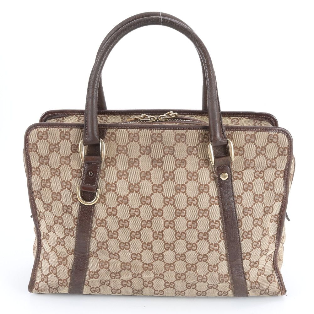 Gucci GG Canvas Leather Business Document Briefcase Tote Brown Rme — view 3