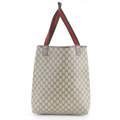 Gucci Vintage GG Supreme Sherry Line Leather Tote Shoulder Business Document Ree — view 3