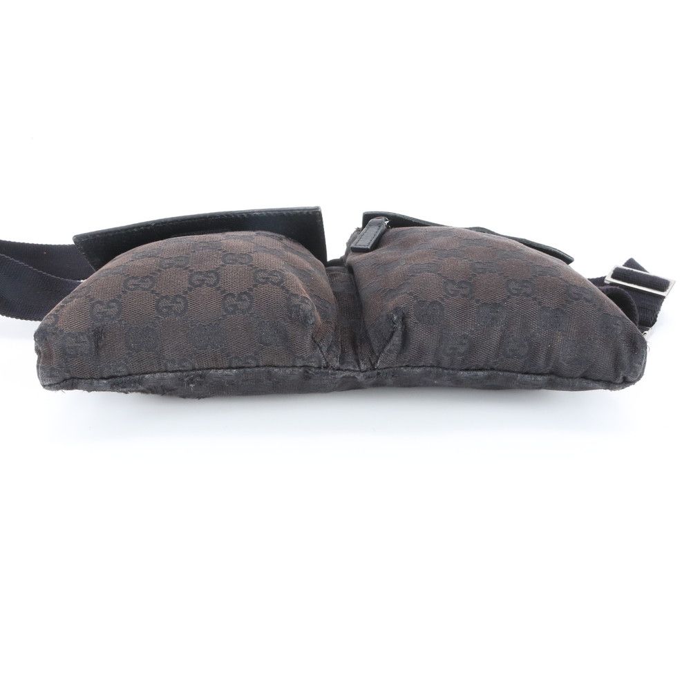 Gucci GG Canvas Leather 2-Way Belt Bag Crossbody Body Waist Pouch Shoulder Tote — view 5