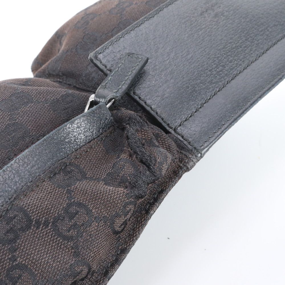 Gucci GG Canvas Leather 2-Way Belt Bag Crossbody Body Waist Pouch Shoulder Tote — view 9