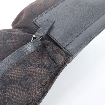 Gucci GG Canvas Leather 2-Way Belt Bag Crossbody Body Waist Pouch Shoulder Tote — view 9