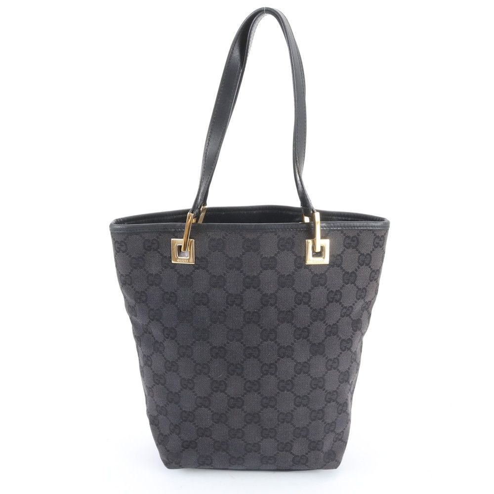 Gucci GG Canvas 002 Leather Tote Shoulder Hand Black Ree — view 3