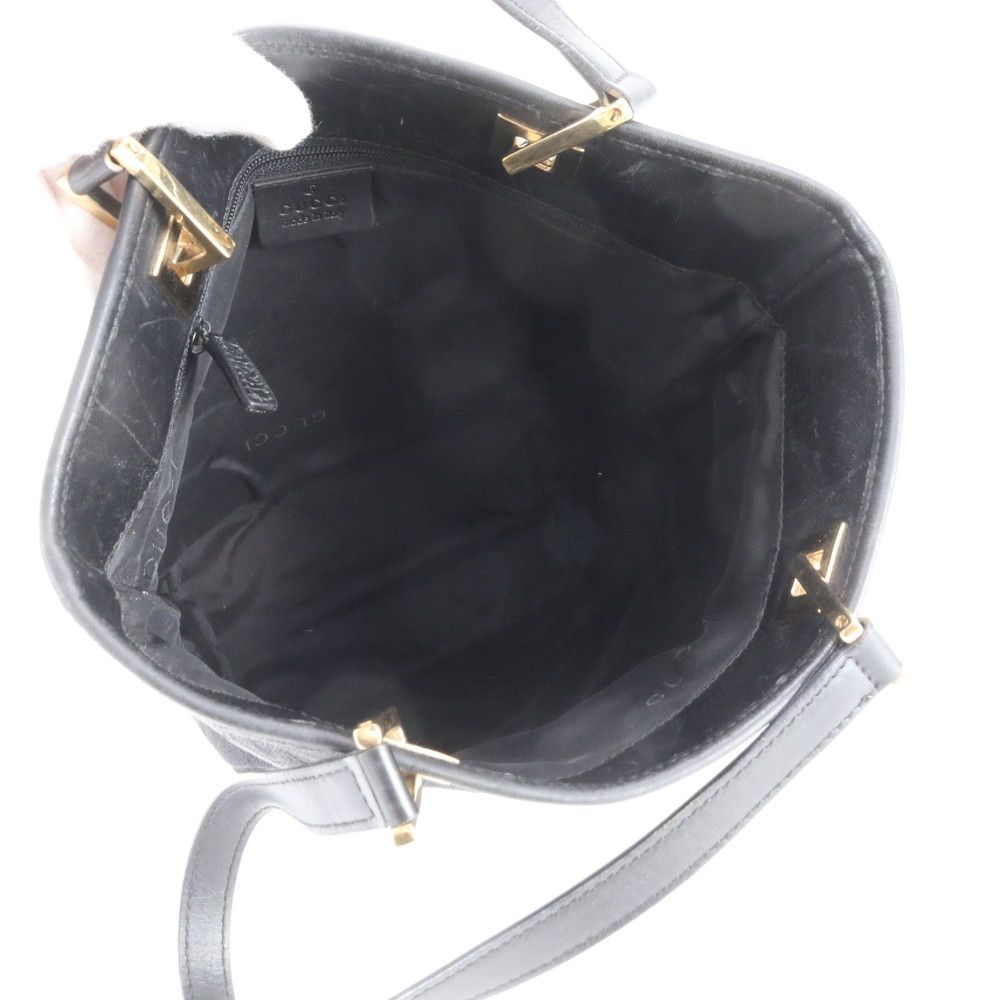 Gucci GG Canvas 002 Leather Tote Shoulder Hand Black Ree — view 7