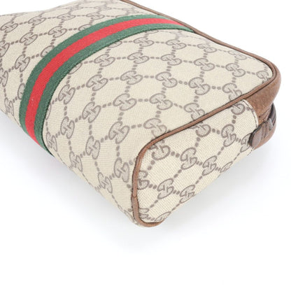 Gucci Vintage GG Supreme Sherry Line Leather Clutch Pouch Business Ree — view 3