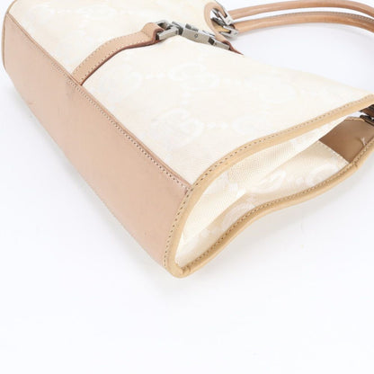 Gucci GG Canvas Jackie 002 Leather Handbag Tote Beige Silver Ree — view 4