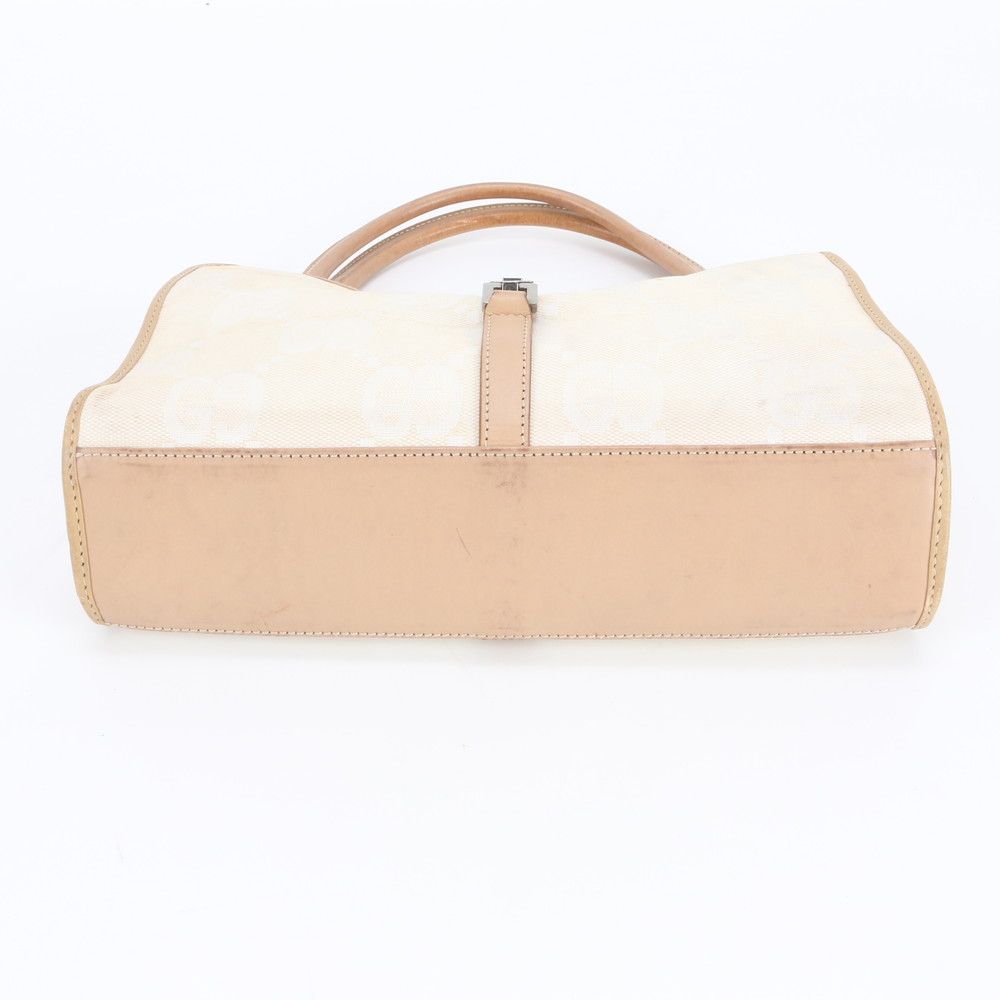 Gucci GG Canvas Jackie 002 Leather Handbag Tote Beige Silver Ree — view 6