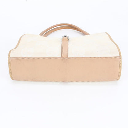 Gucci GG Canvas Jackie 002 Leather Handbag Tote Beige Silver Ree — view 6