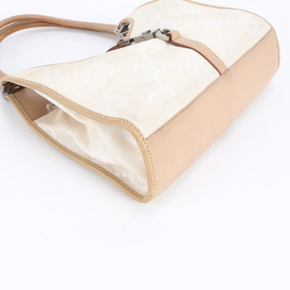Gucci GG Canvas Jackie 002 Leather Handbag Tote Beige Silver Ree — view 5