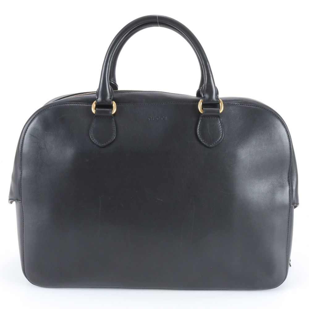 Gucci Tiger Leather Boston Bag Business Trip Tote Travel Black Ree — view 3