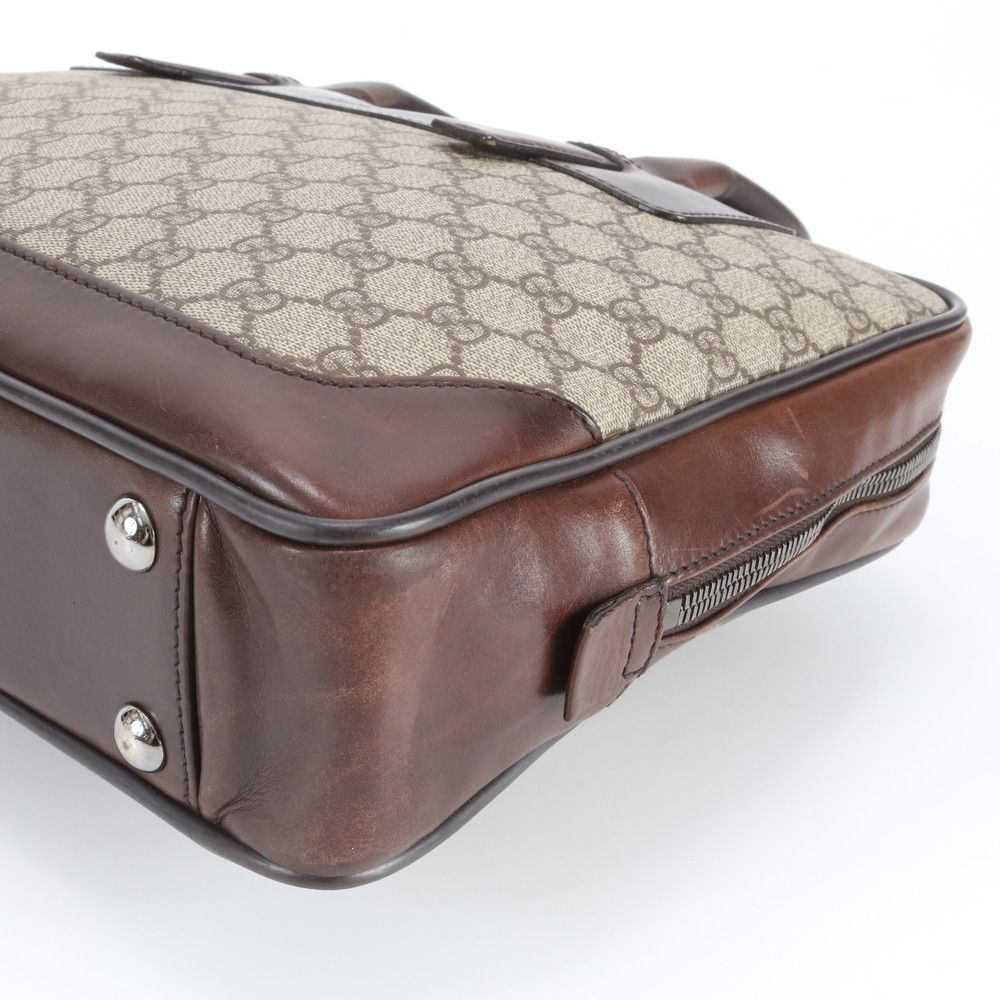 Gucci GG Canvas Leather Business Document Briefcase Tote Brown Ree — view 4