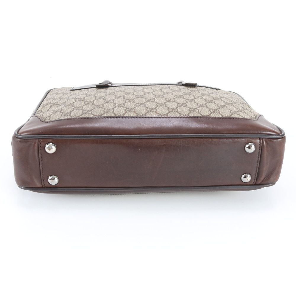 Gucci GG Canvas Leather Business Document Briefcase Tote Brown Ree — view 5