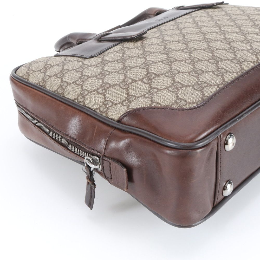 Gucci GG Canvas Leather Business Document Briefcase Tote Brown Ree — view 6