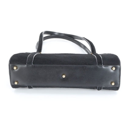 Gucci Calf Hair Leather Shoulder Bag Tote Hand Black — view 6