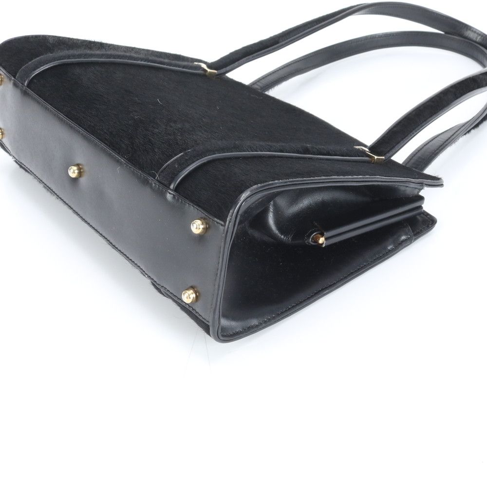 Gucci Calf Hair Leather Shoulder Bag Tote Hand Black — view 5
