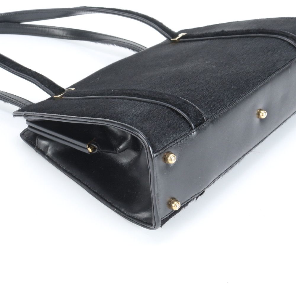 Gucci Calf Hair Leather Shoulder Bag Tote Hand Black — view 4