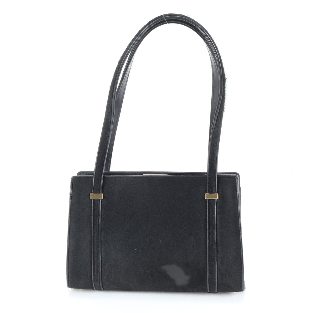 Gucci Calf Hair Leather Shoulder Bag Tote Hand Black — view 3