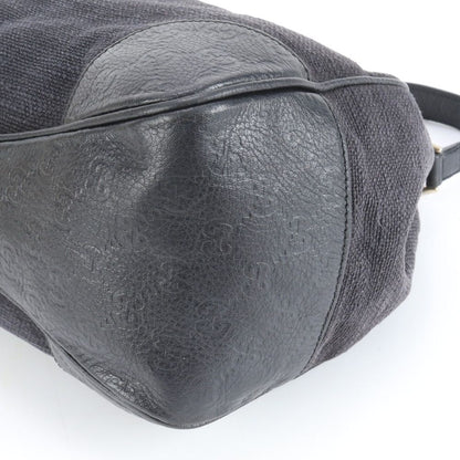 Gucci Guccissima Leather Canvas Shoulder Bag Black Eem — view 4