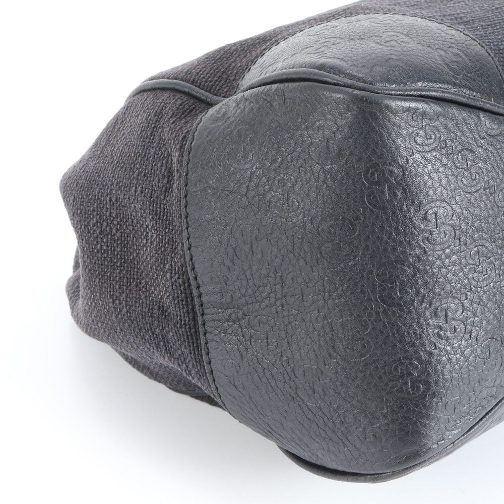 Gucci Guccissima Leather Canvas Shoulder Bag Black Eem — view 6