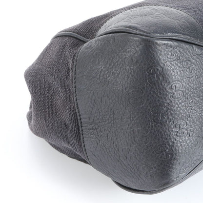 Gucci Guccissima Leather Canvas Shoulder Bag Black Eem — view 6