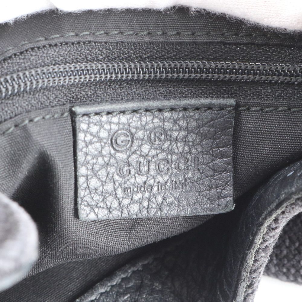 Gucci Guccissima Leather Canvas Shoulder Bag Black Eem — view 8