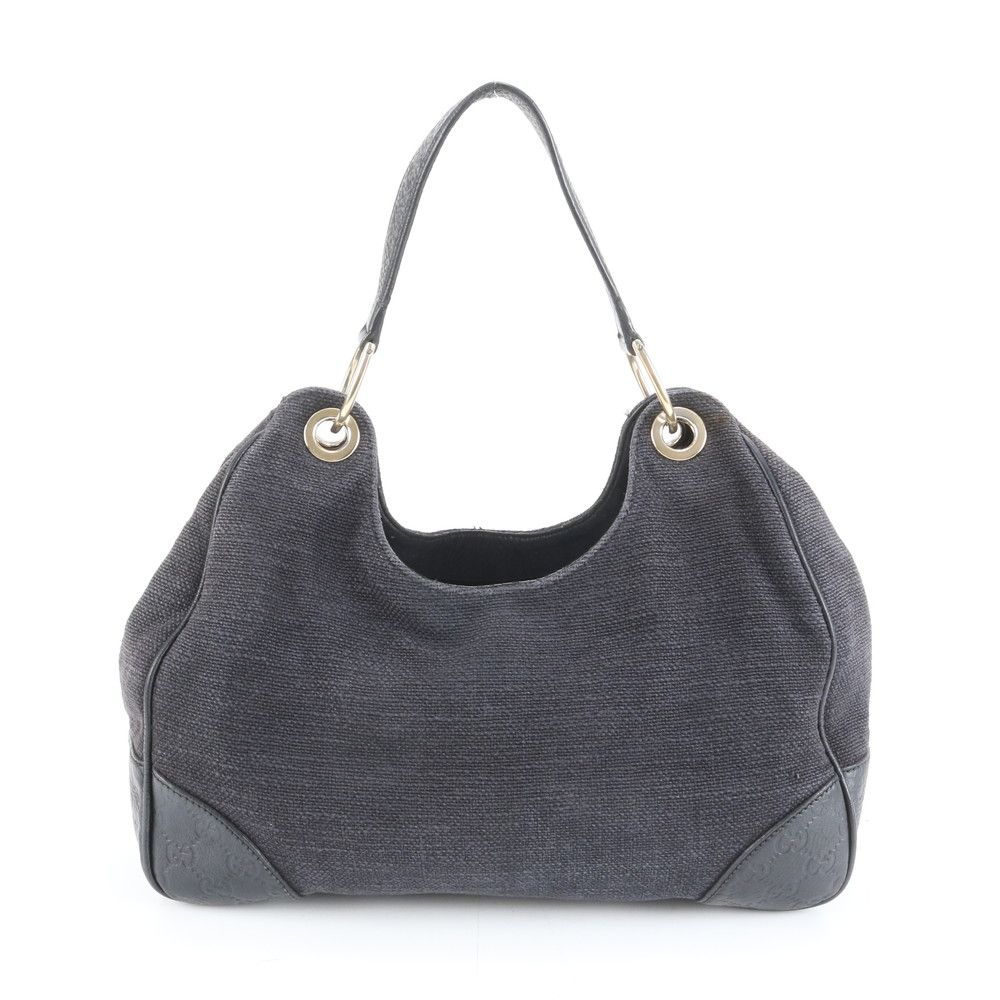 Gucci Guccissima Leather Canvas Shoulder Bag Black Eem — view 3