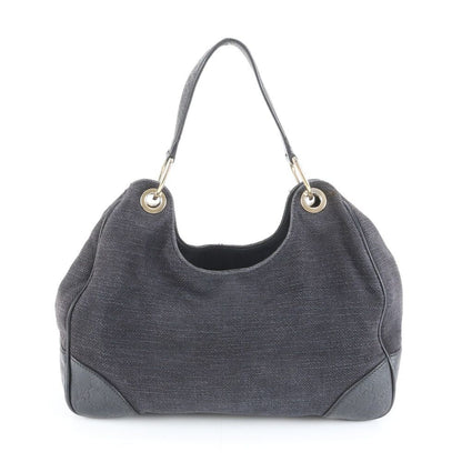 Gucci Guccissima Leather Canvas Shoulder Bag Black Eem — view 3