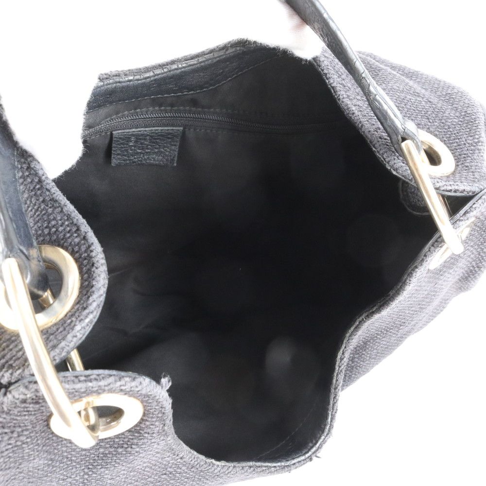 Gucci Guccissima Leather Canvas Shoulder Bag Black Eem — view 7