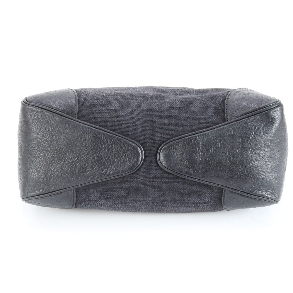 Gucci Guccissima Leather Canvas Shoulder Bag Black Eem — view 5