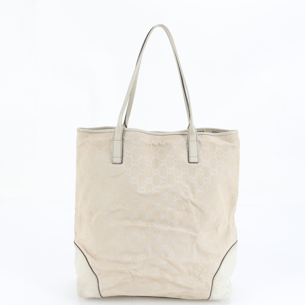 Gucci GG Canvas Leather Tote Shoulder Hand Beige Ree — view 3