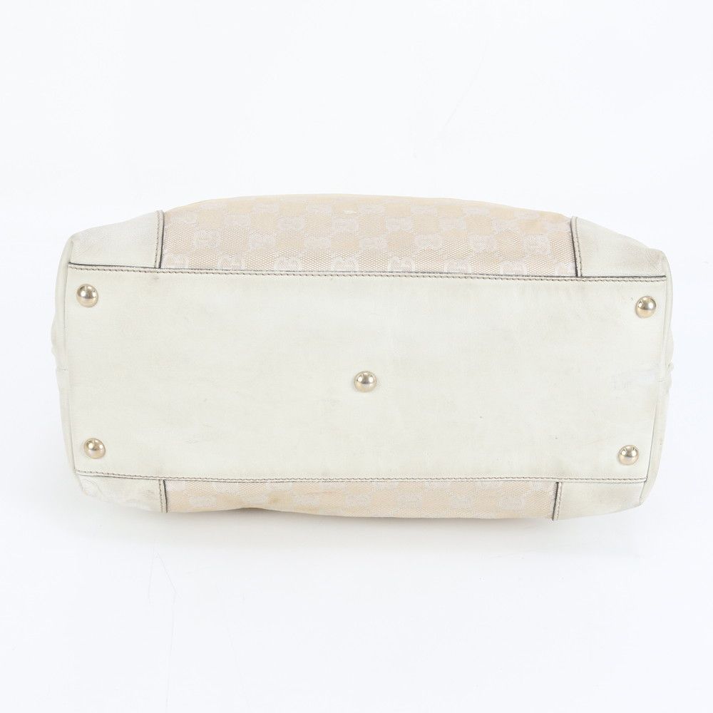 Gucci GG Canvas Leather Tote Shoulder Hand Beige Ree — view 5