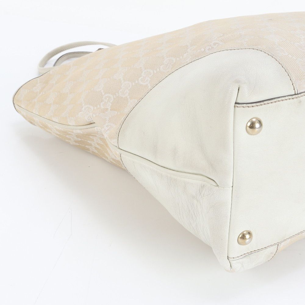 Gucci GG Canvas Leather Tote Shoulder Hand Beige Ree — view 6