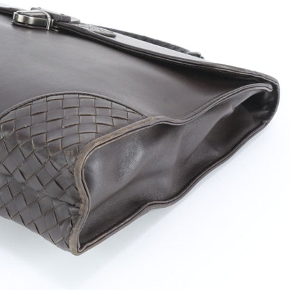 Bottega Veneta Intrecciato Leather Business Document Briefcase Brown Rem — view 4